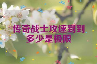 传奇战士攻速到到多少是极限