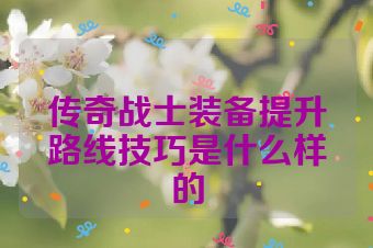传奇战士装备提升路线技巧是什么样的