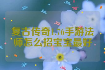 复古传奇1.76手游法师怎么招宝宝最好