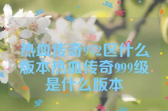 热血传奇952区什么版本热血传奇999级是什么版本