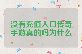 没有充值入口传奇手游真的吗为什么