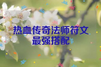 热血传奇法师符文最强搭配