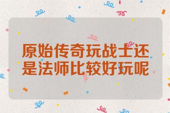 原始传奇玩战士还是法师比较好玩呢