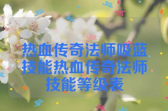 热血传奇法师吸蓝技能热血传奇法师技能等级表