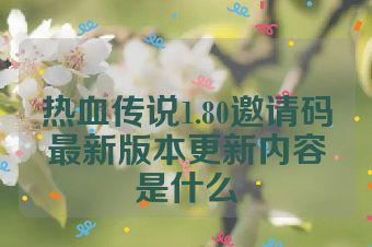 热血传说1.80邀请码最新版本更新内容是什么