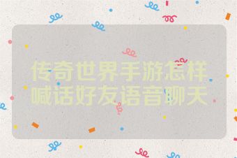 传奇世界手游怎样喊话好友语音聊天