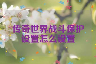 传奇世界战斗保护设置怎么设置