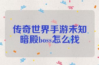 传奇世界手游未知暗殿boss怎么找