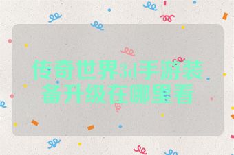 传奇世界3d手游装备升级在哪里看