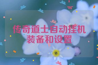 传奇道士自动挂机装备和设置