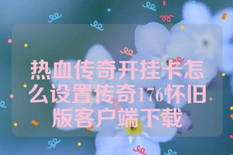 热血传奇开挂卡怎么设置传奇176怀旧版客户端下载