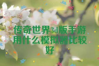 传奇世界3d版手游用什么模拟器比较好