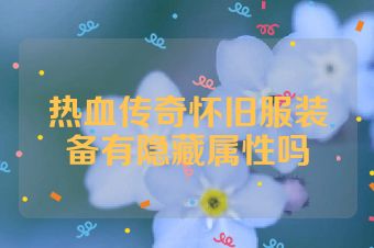 热血传奇怀旧服装备有隐藏属性吗