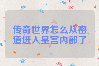 传奇世界怎么从密道进入皇宫内部了