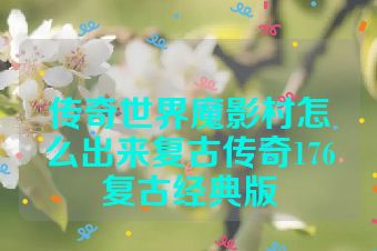传奇世界魔影村怎么出来复古传奇176复古经典版