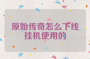 原始传奇怎么下线挂机使用的