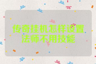 传奇挂机怎样设置法师不用技能