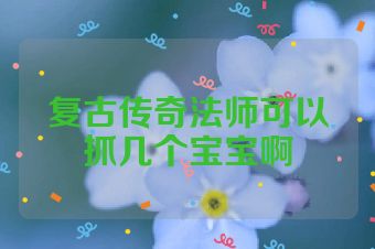 复古传奇法师可以抓几个宝宝啊