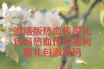 微信版热血传说礼包码热血传说福利版礼包激活码