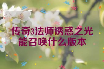 传奇3法师诱惑之光能召唤什么版本
