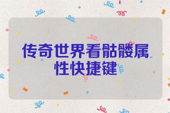 传奇世界看骷髅属性快捷键