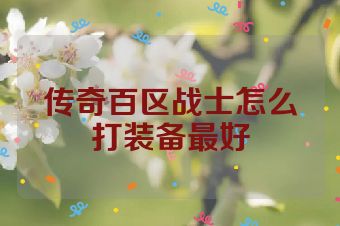 传奇百区战士怎么打装备最好
