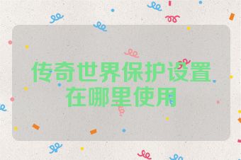 传奇世界保护设置在哪里使用