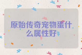 原始传奇宠物蛋什么属性好