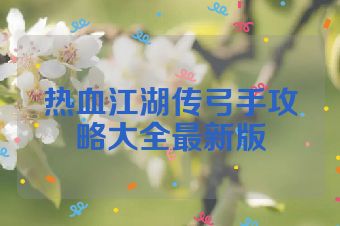 热血江湖传弓手攻略大全最新版