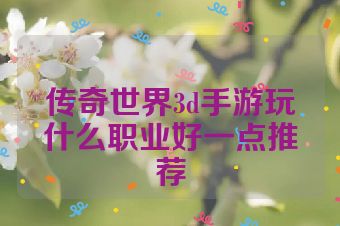传奇世界3d手游玩什么职业好一点推荐