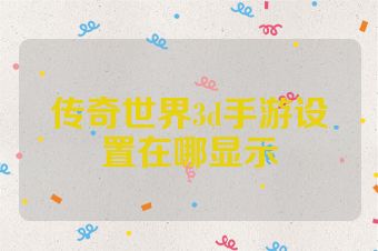 传奇世界3d手游设置在哪显示