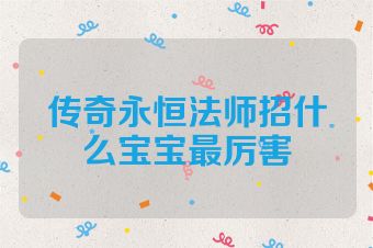 传奇永恒法师招什么宝宝最厉害