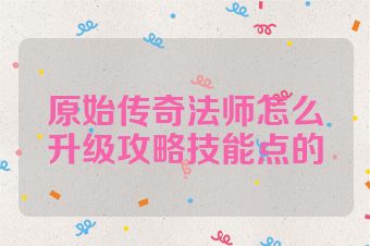 原始传奇法师怎么升级攻略技能点的
