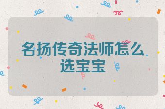 名扬传奇法师怎么选宝宝