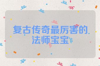 复古传奇最厉害的法师宝宝