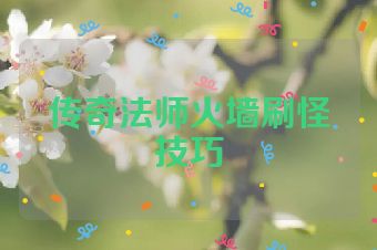 传奇法师火墙刷怪技巧