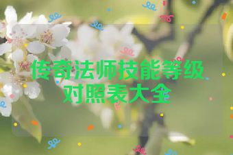 传奇法师技能等级对照表大全