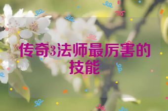传奇3法师最厉害的技能