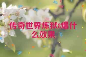 传奇世界炼狱8爆什么效果