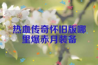 热血传奇怀旧版哪里爆赤月装备