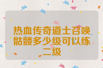 热血传奇道士召唤骷髅多少级可以练二级