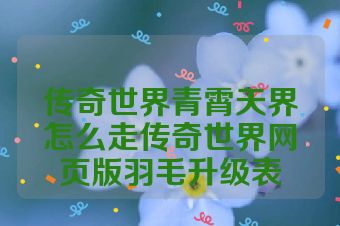 传奇世界青霄天界怎么走传奇世界网页版羽毛升级表