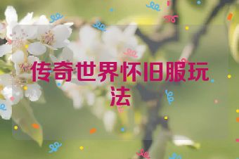 传奇世界怀旧服玩法