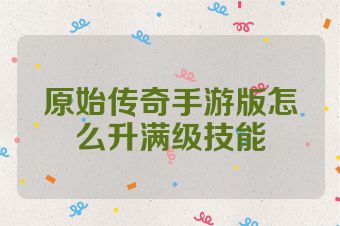 原始传奇手游版怎么升满级技能