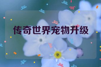 传奇世界宠物升级