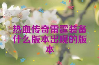 热血传奇雷霆装备什么版本出现的版本