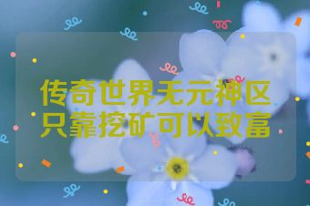 传奇世界无元神区只靠挖矿可以致富