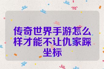 传奇世界手游怎么样才能不让仇家踩坐标