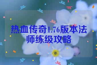 热血传奇1.76版本法师练级攻略