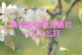 传奇怪物攻城最后一关怎么打